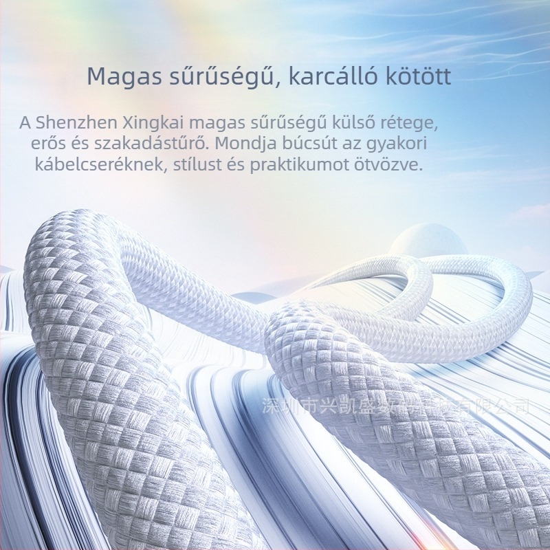 Type-C szövött adatkábel Huawei, Xiaomi és Apple iPhone 15-höz – 240W gyorstöltés, egyetlen csatlakozó