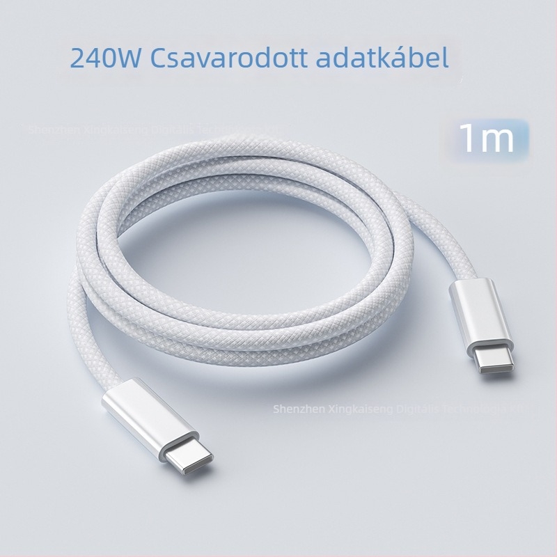 Type-C szövött adatkábel Huawei, Xiaomi és Apple iPhone 15-höz – 240W gyorstöltés, egyetlen csatlakozó