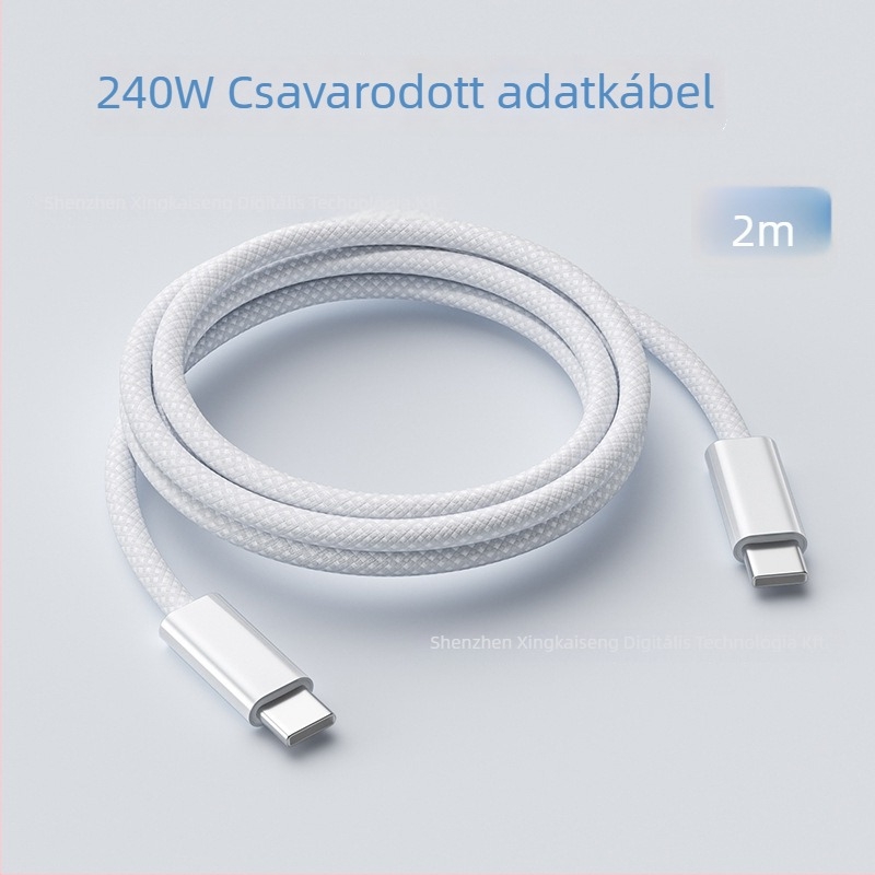 Type-C szövött adatkábel Huawei, Xiaomi és Apple iPhone 15-höz – 240W gyorstöltés, egyetlen csatlakozó