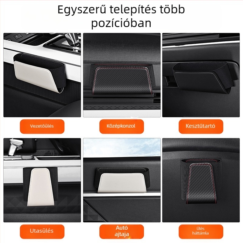 Bőrhatású, hátsó üléstároló – multifunkcionális szervező középső telefon- és kártyatartóval, ajtó melletti tárolóval