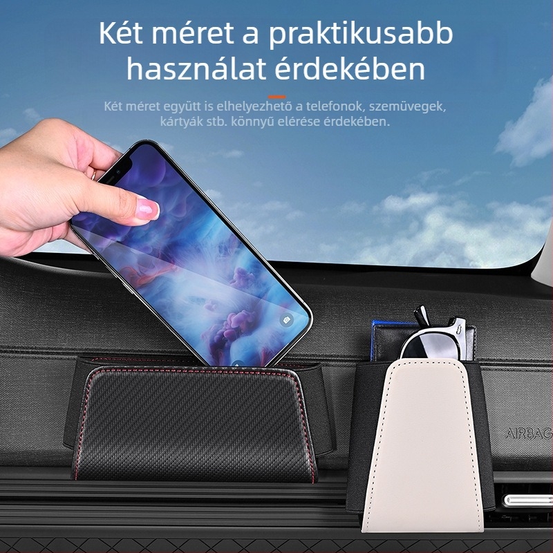 Bőrhatású, hátsó üléstároló – multifunkcionális szervező középső telefon- és kártyatartóval, ajtó melletti tárolóval