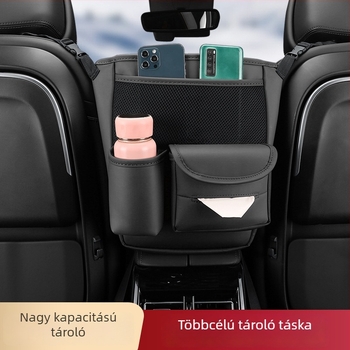 Autóülés hátuljára szerelhető rendszerező – bőr; rögzítés: függő; középső pozíció; vízálló; nyomásálló