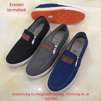 Férfi mindennapi vászoncipő, vászon felsőrész, kerek orr, alacsony boka, injekciós formájú talp, 100% pamut talpbetét
