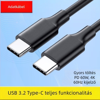 Type-C USB 3.1 adatkábel PD60W gyors töltéshez, 3A, PVC burkolat