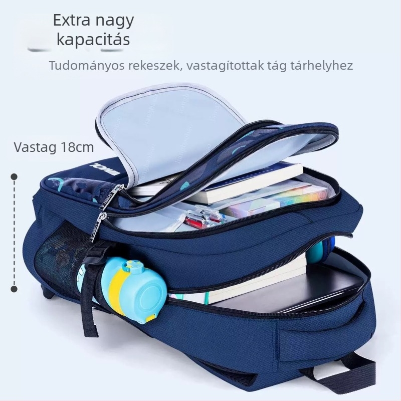 Iskolai hátizsák fiúknak, 1-9. osztály, Oxford anyag, légáteresztő ergonómikus hátsó panel, gerincvédelem, csíkos minta