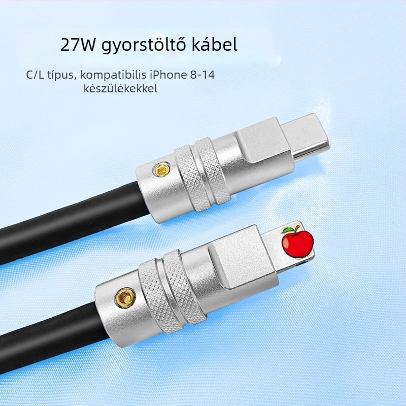 27W USB-C–Apple Lightning töltő- és adatkábel folyékony szilikonból, 1–2 m