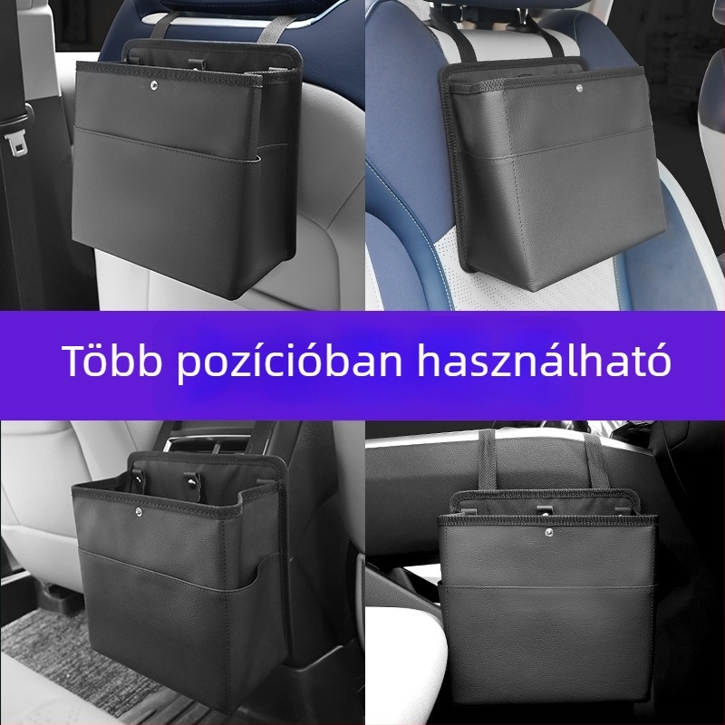 Bőr autós szemetes és hátsó üléshez tartozó tároló doboz, akasztós, testreszabható