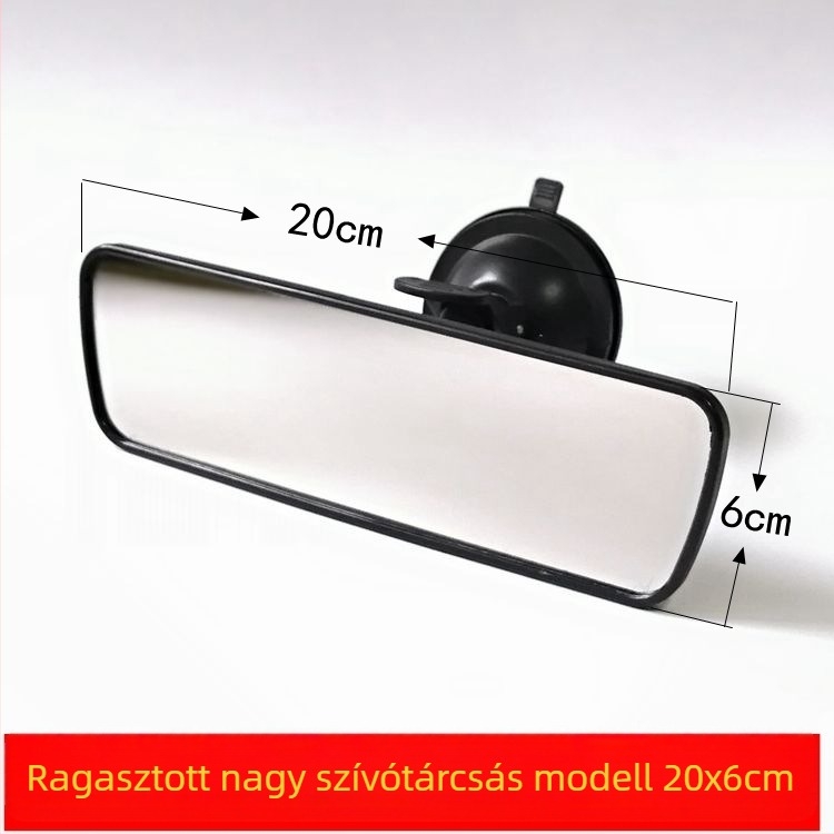 Autó belső visszapillantó tükre állítható vákuumos csészével és síktükörrel, oktatóautókhoz; méretek: 20x6 cm vagy 24x6.5 cm