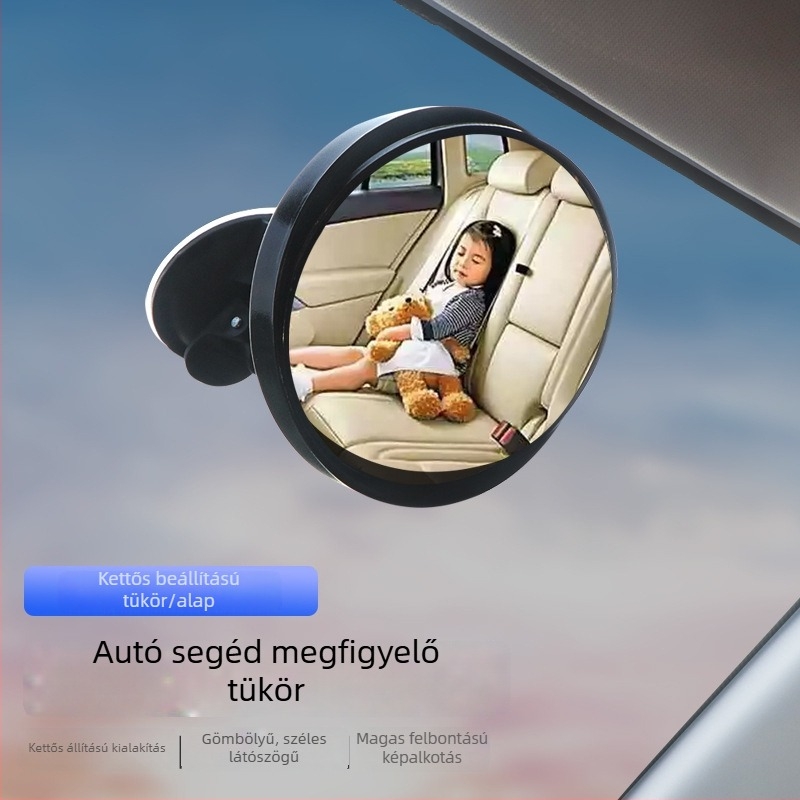 Szívófejes belső autó babanéző tükör, széles látószögű konvex tükör