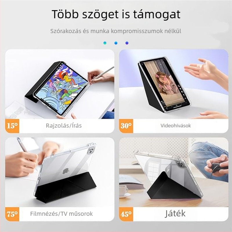 Mágneses hajtogatható táblagéptok tolltartóval Apple eszközökhöz