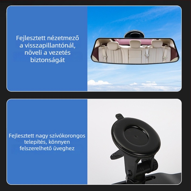 Autó belső visszapillantó tükör széles látómezővel, anti-reflexiós, széles látószög, HD ívelt és sík tükör