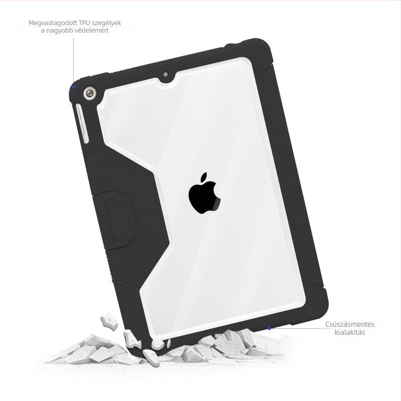 iPad bőrtok mágneses állvánnyal, ütésálló, anti-ujjlenyomat, alvó funkció, anyag PC+TPU+PU