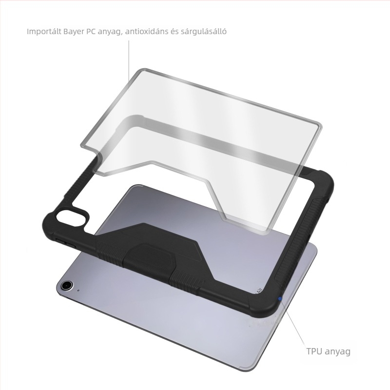 iPad bőrtok mágneses állvánnyal, ütésálló, anti-ujjlenyomat, alvó funkció, anyag PC+TPU+PU