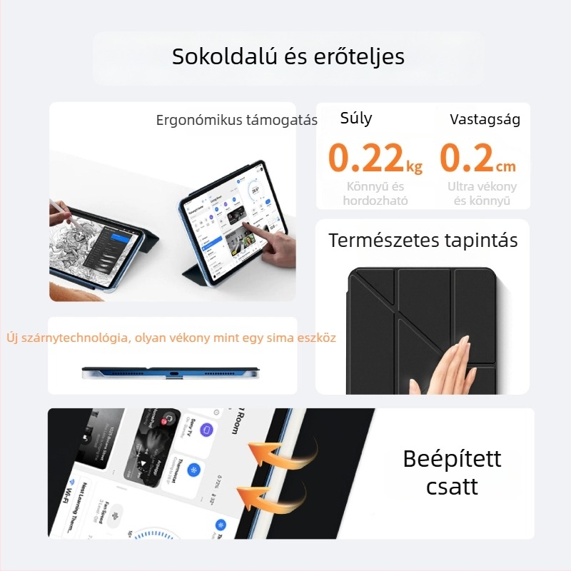 Mágneses kettős oldalas védőtok iPad Air 7./6. generációhoz és iPad Pro 11-hez, könnyű, vékony, négy sarok védelmével