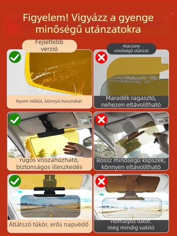 Autóhoz anti-glare tükör, ragasztásos felszerelés, univerzális illeszkedés, egyszerű stílus
