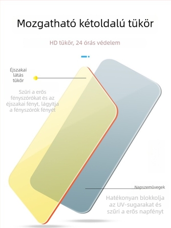 Autóhoz anti-glare tükör, ragasztásos felszerelés, univerzális illeszkedés, egyszerű stílus