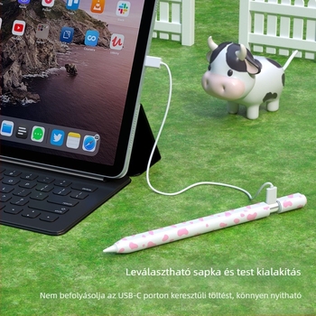 Szilikon védőburkolat Apple Pencil 3. gen (USB-C) – tehénminta, hordozható dizájn, ujjlenyomat-mentes, testreszabható