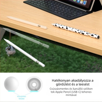 Szilikon védőburkolat Apple Pencil 3. gen (USB-C) – tehénminta, hordozható dizájn, ujjlenyomat-mentes, testreszabható