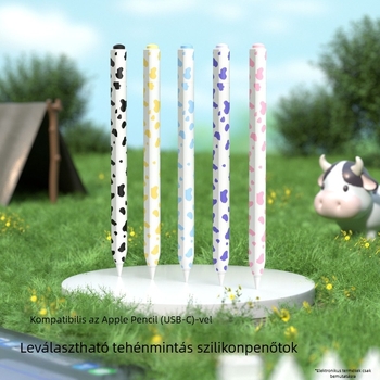 Szilikon védőburkolat Apple Pencil 3. gen (USB-C) – tehénminta, hordozható dizájn, ujjlenyomat-mentes, testreszabható