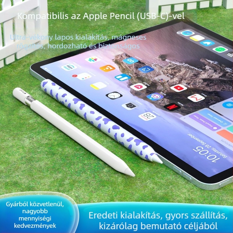 Szilikon védőburkolat Apple Pencil 3. gen (USB-C) – tehénminta, hordozható dizájn, ujjlenyomat-mentes, testreszabható