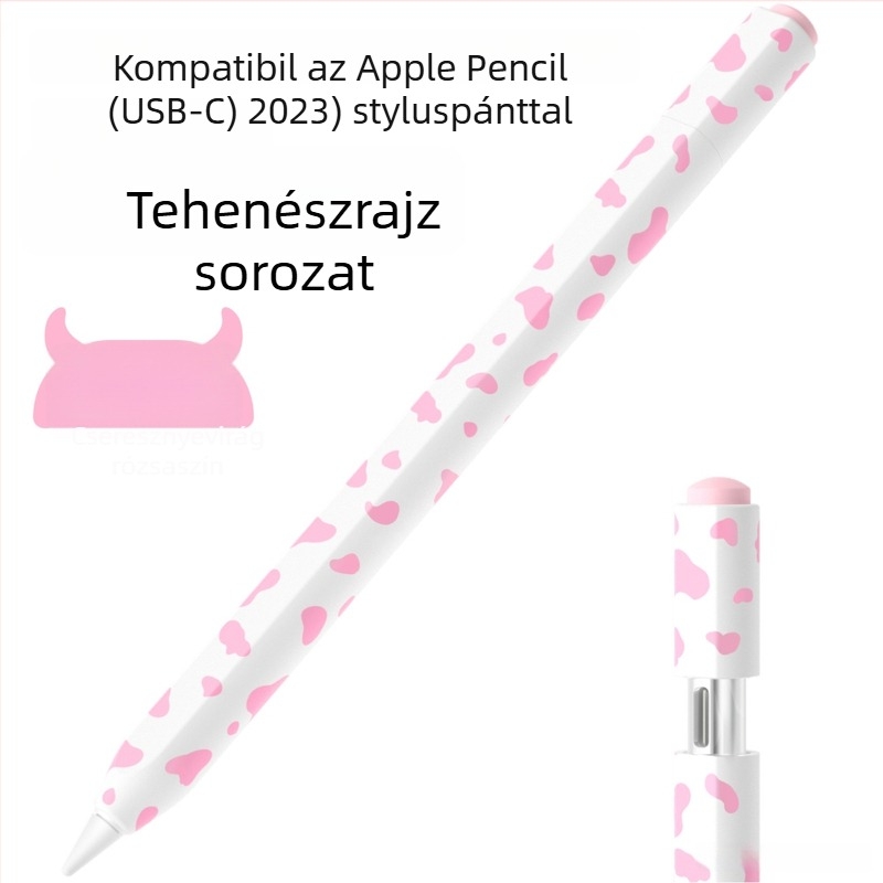 Szilikon védőburkolat Apple Pencil 3. gen (USB-C) – tehénminta, hordozható dizájn, ujjlenyomat-mentes, testreszabható