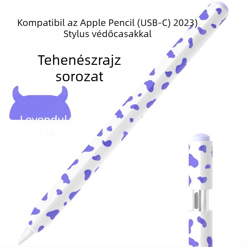 Szilikon védőburkolat Apple Pencil 3. gen (USB-C) – tehénminta, hordozható dizájn, ujjlenyomat-mentes, testreszabható