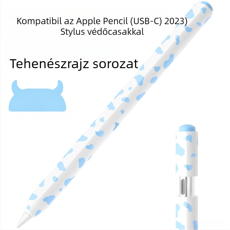 Szilikon védőburkolat Apple Pencil 3. gen (USB-C) – tehénminta, hordozható dizájn, ujjlenyomat-mentes, testreszabható