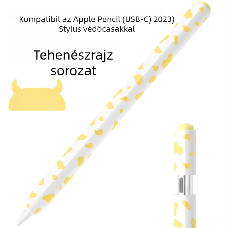 Szilikon védőburkolat Apple Pencil 3. gen (USB-C) – tehénminta, hordozható dizájn, ujjlenyomat-mentes, testreszabható