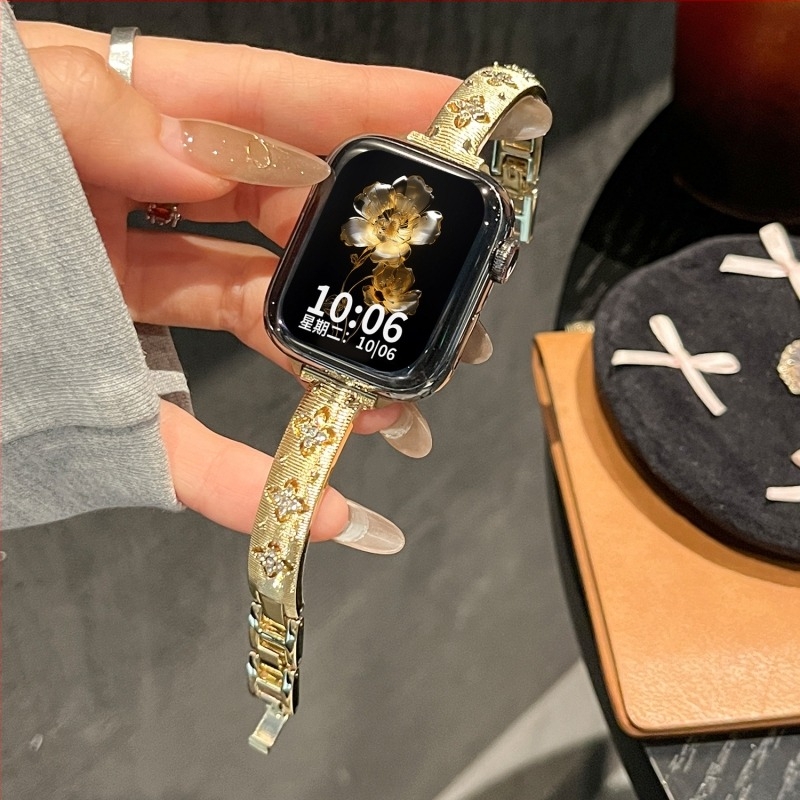 Buccellati-stílusú fém karkötő Apple Watch S10-hoz – női karkötő, 38–49 mm