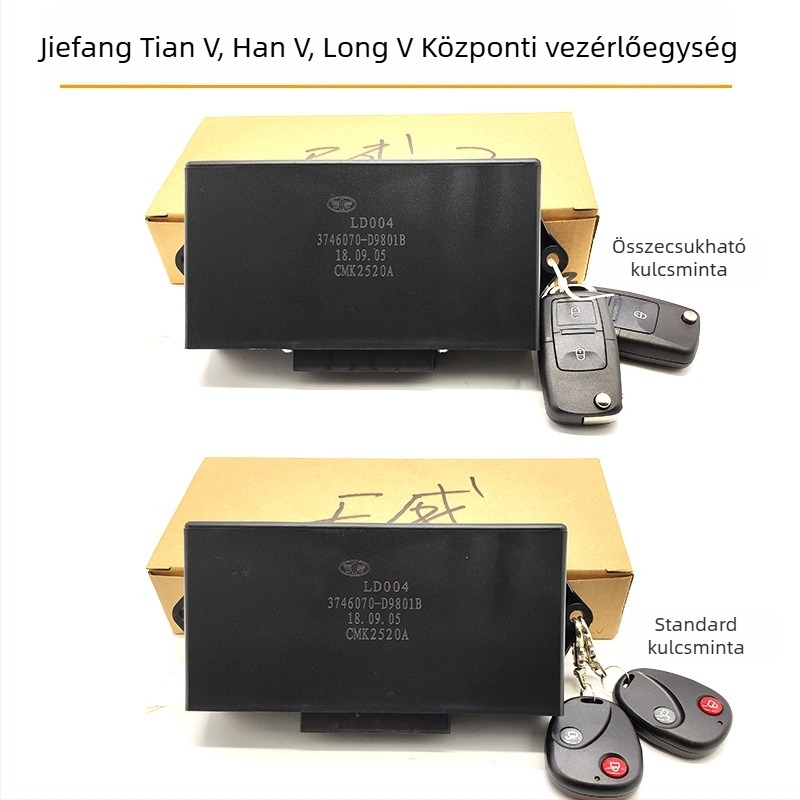 Jiefang J6/J6P/Jh6/J6L modellhez központi zárendszer távirányítóval és központi vezérlőegységgel — kulcs konfigurációk: 2 összecsukható távirányító + központi egység; 2 kerek távirányító + központi egység; 2 összecsukható + központi egység; összecsukható t