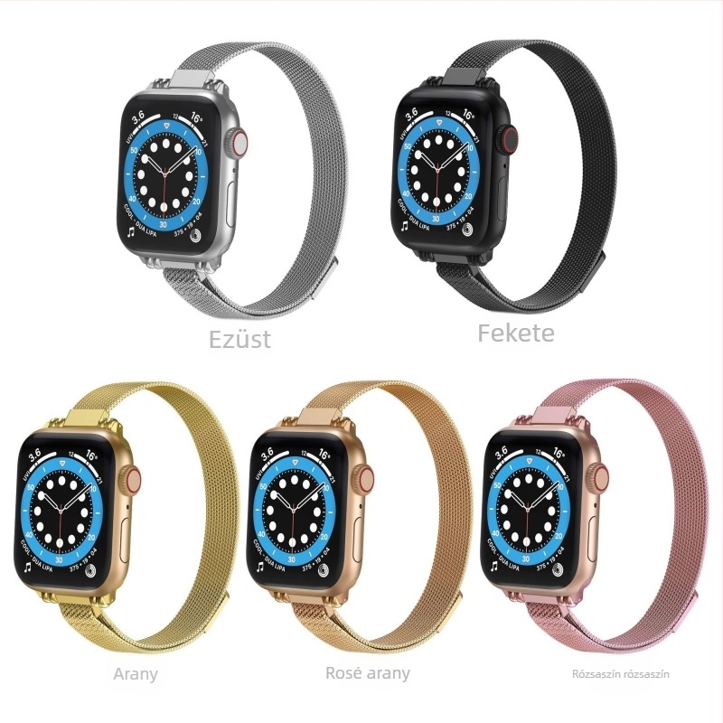 Apple Watch-hoz rozsdamentes acél karkötő mágneses záróval, 12 mm interfész szélesség