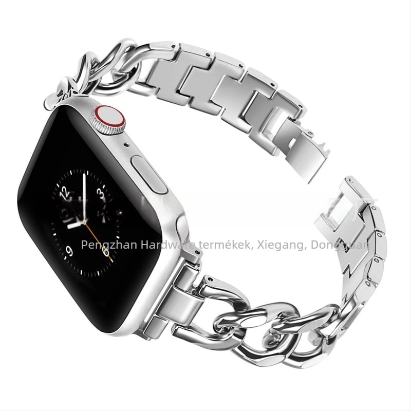 Apple Watch fém szíj - egyrészes lánc, snap zár, kompatibil az Apple Watch Series 6/7/8, bevezetve 2021-ben