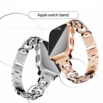 Apple Watch S10 fém szíj denim lánc mintával, egy soros, női modell