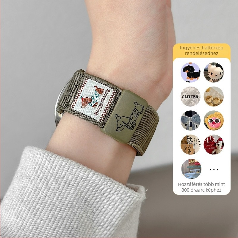 Huawei GT sport karóra szíj mágneses csattal, anyag Shell, sima szövés, dachshund graffiti minta, interfész mérete testreszabható