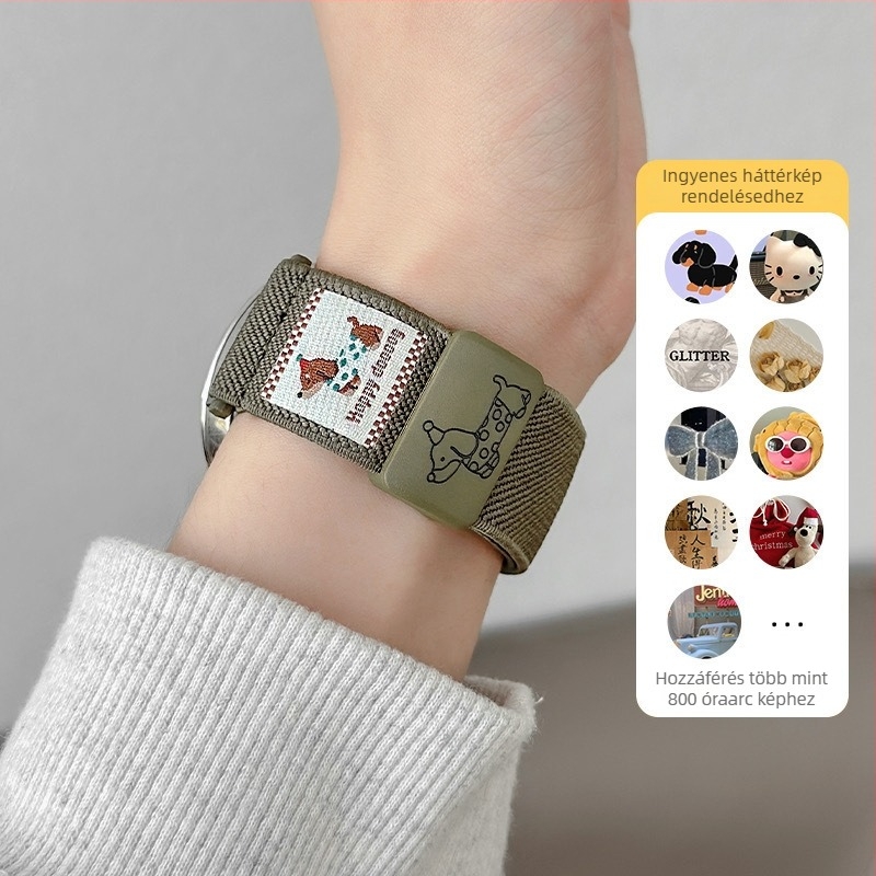 Huawei GT sport karóra szíj mágneses csattal, anyag Shell, sima szövés, dachshund graffiti minta, interfész mérete testreszabható