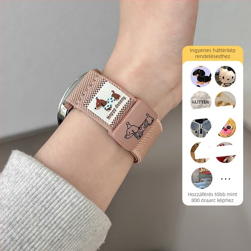 Huawei GT sport karóra szíj mágneses csattal, anyag Shell, sima szövés, dachshund graffiti minta, interfész mérete testreszabható