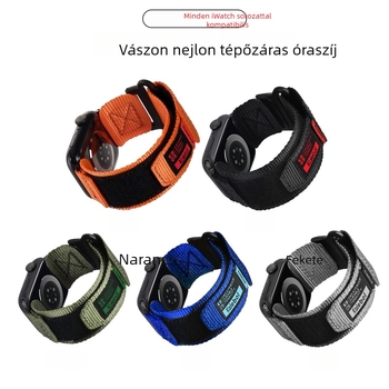 Apple Watch S9-hez való vászon nylon szíj Velcro-záródással, kompatibilis S8/S7/S6/S5 SE