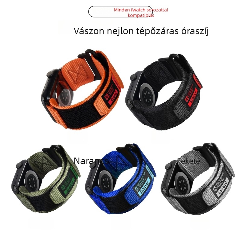 Apple Watch S9-hez való vászon nylon szíj Velcro-záródással, kompatibilis S8/S7/S6/S5 SE