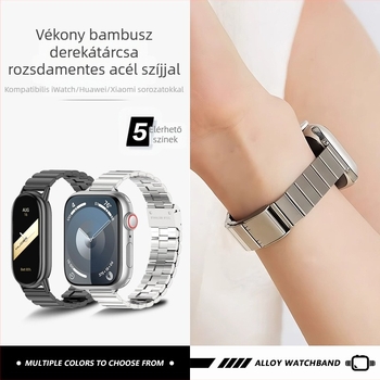 Outsmart bamboo-link rozsdamentes acél óraszíj kompatibil Apple Watch-hoz, Huawei-hez és Xiaomi 89 Pro-hoz
