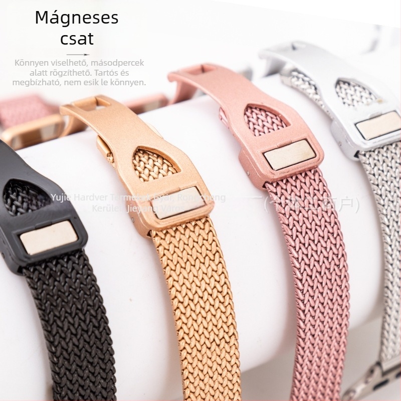 Apple Watch S9 rozsdamentes acélból készült mágneses csattal, női minimalist stílusú karpánt, motív búzaszár