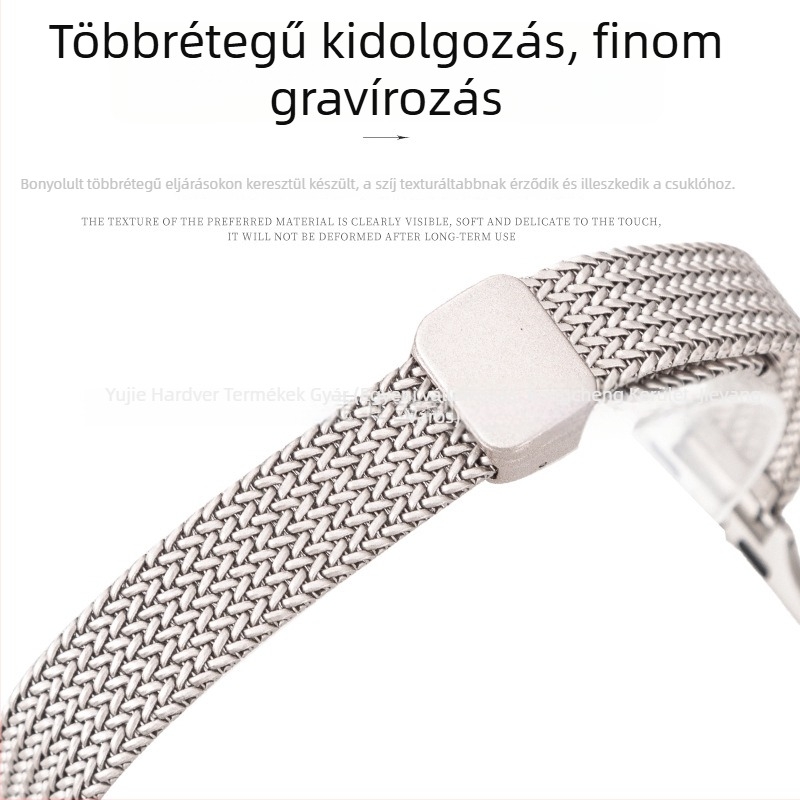 Apple Watch S9 rozsdamentes acélból készült mágneses csattal, női minimalist stílusú karpánt, motív búzaszár