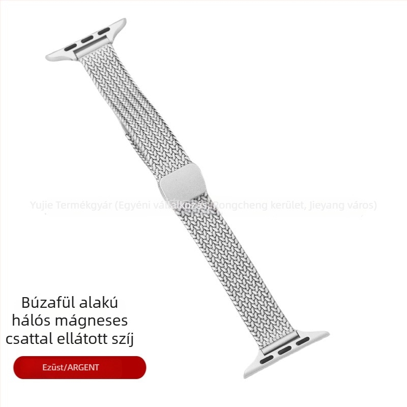 Apple Watch S9 rozsdamentes acélból készült mágneses csattal, női minimalist stílusú karpánt, motív búzaszár