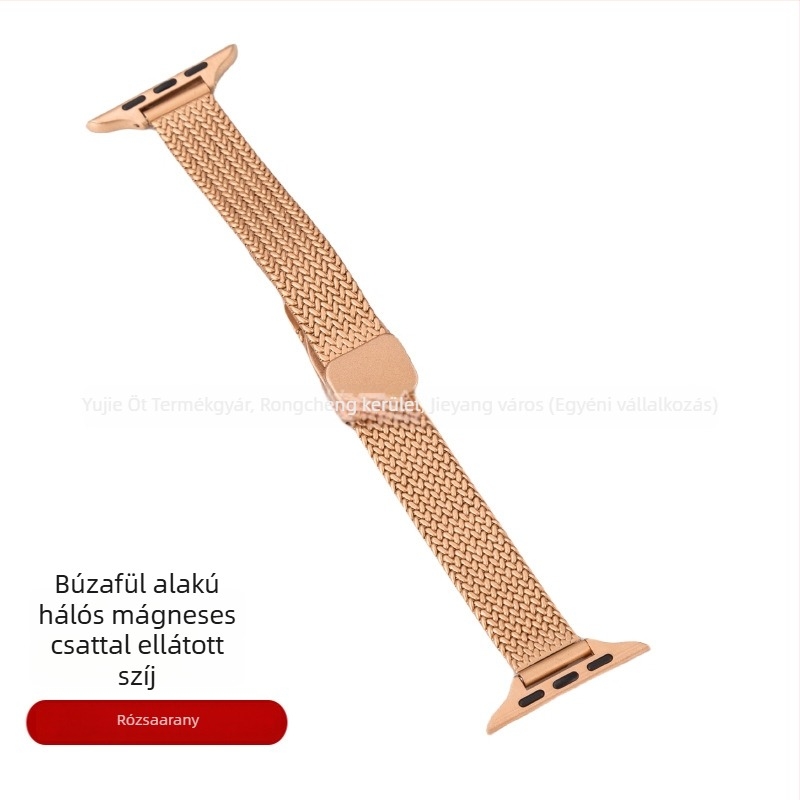 Apple Watch S9 rozsdamentes acélból készült mágneses csattal, női minimalist stílusú karpánt, motív búzaszár