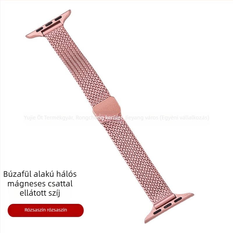 Apple Watch S9 rozsdamentes acélból készült mágneses csattal, női minimalist stílusú karpánt, motív búzaszár