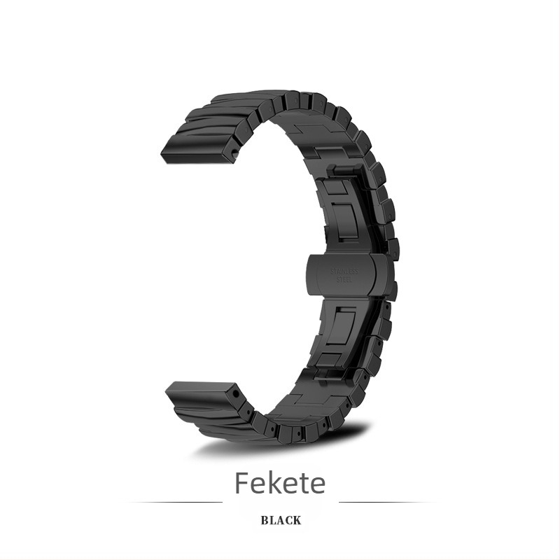 Fém óraszíj Apple iWatch S10, Huawei 11 Pro, Xiaomi 89 Pro, Redmi 6-hoz – 16 cm hosszú, 14 mm szélesség, pillangócsattal, szabálytalan dizájn