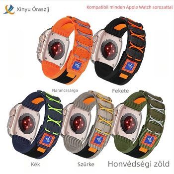 Nylon szövött óraszíj Velcro csattal, sportos stílus, testreszabható méretek, kompatibilis Apple Watch