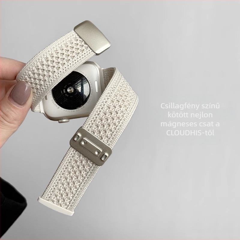 Apple Watchhoz légáteresztő kötött nylon szíj mágneses csattal, kompatibilis S9/S10 Sport modellekkel