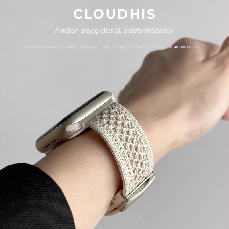Apple Watchhoz légáteresztő kötött nylon szíj mágneses csattal, kompatibilis S9/S10 Sport modellekkel