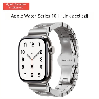 Apple Watch Series 10 acél szíj Grand H lánccal és pillangó csattal, 22 mm