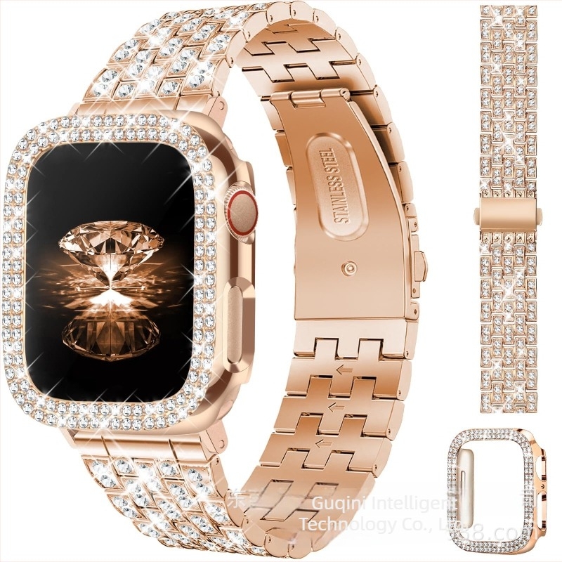 Apple Watchhoz készült fém óraszíj gyémánt-díszítéssel, pattintós csattal